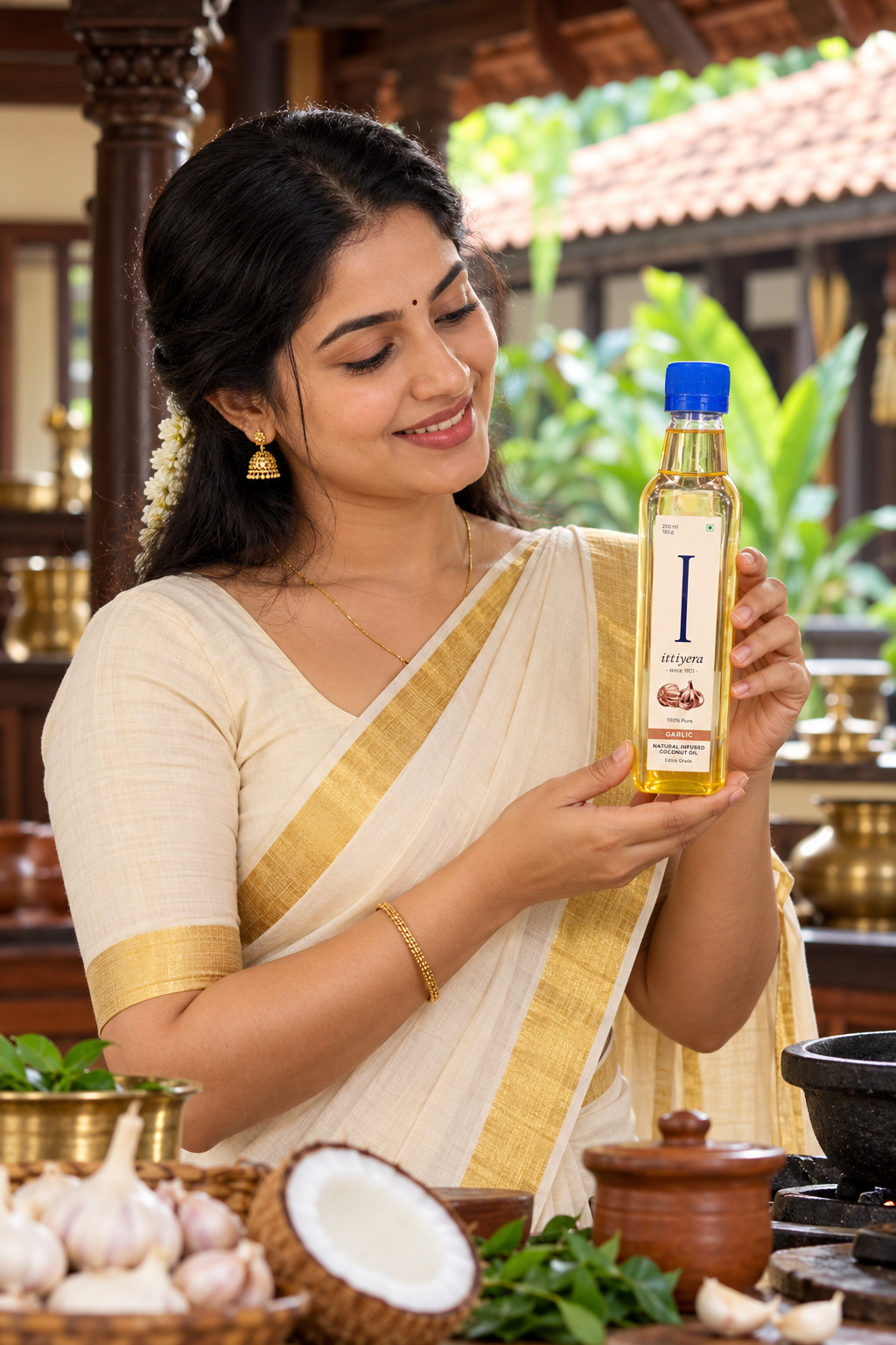 Kerala Kitchen Garlic Infused Oil Portrait